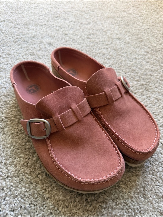 Birkenstock Shoes - Birkenstock Rosewood Suede Buckle Clogs